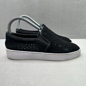 Vionic Midi Perf Womens‎ Size 6.5 Shoes Slip-On Sneaker Black Suede Perforated